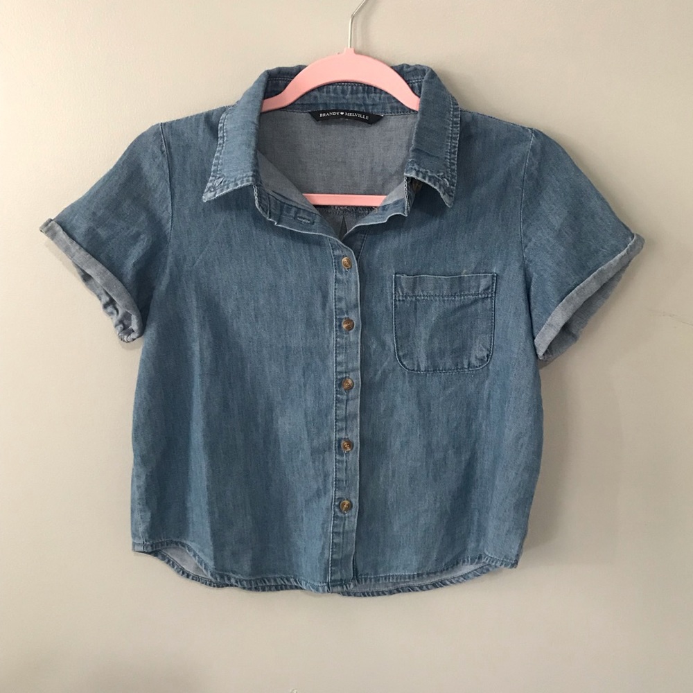 Brandy Melville - denim short sleeve shirt